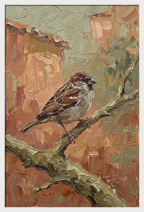 Sparrow Perched In Mediterranean Landscape