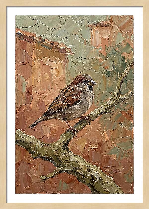 Sparrow Perched In Mediterranean Landscape