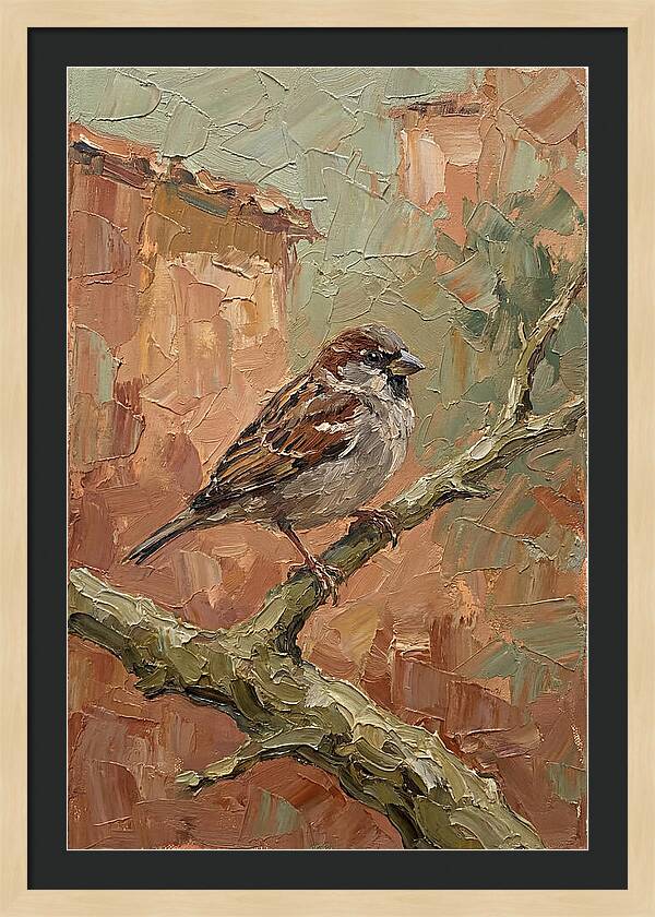 Sparrow Perched In Mediterranean Landscape