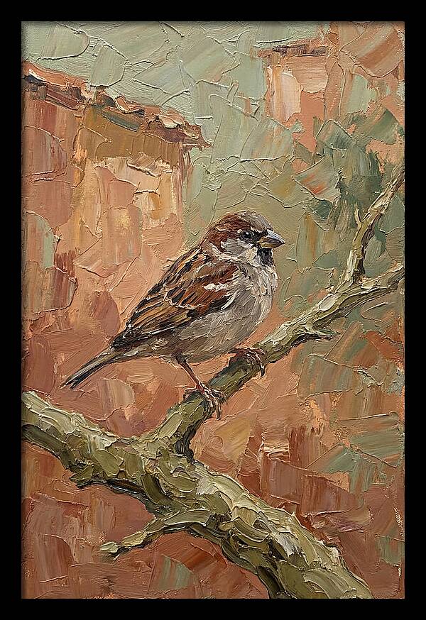 Sparrow Perched In Mediterranean Landscape