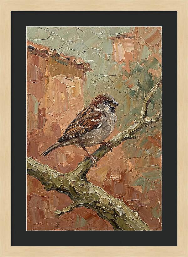 Sparrow Perched In Mediterranean Landscape