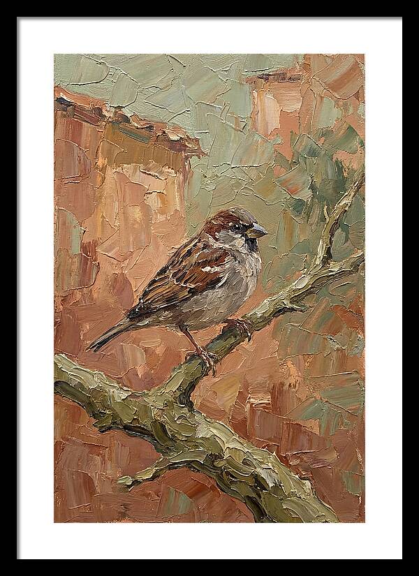 Sparrow Perched In Mediterranean Landscape