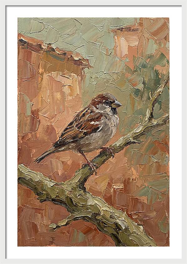 Sparrow Perched In Mediterranean Landscape