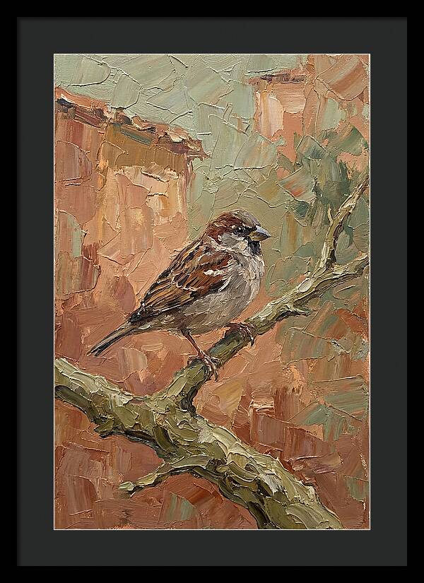 Sparrow Perched In Mediterranean Landscape