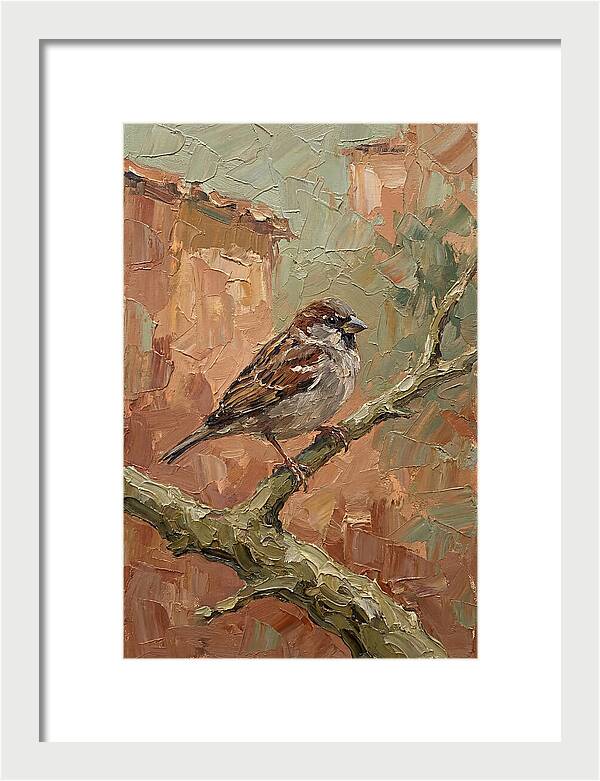 Sparrow Perched In Mediterranean Landscape