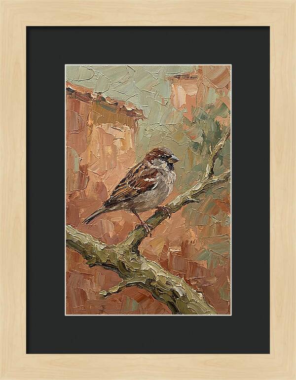 Sparrow Perched In Mediterranean Landscape