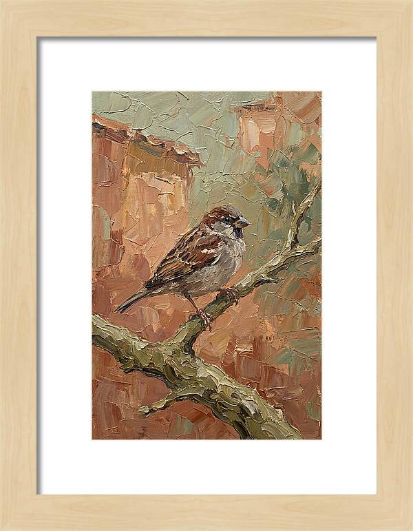 Sparrow Perched In Mediterranean Landscape