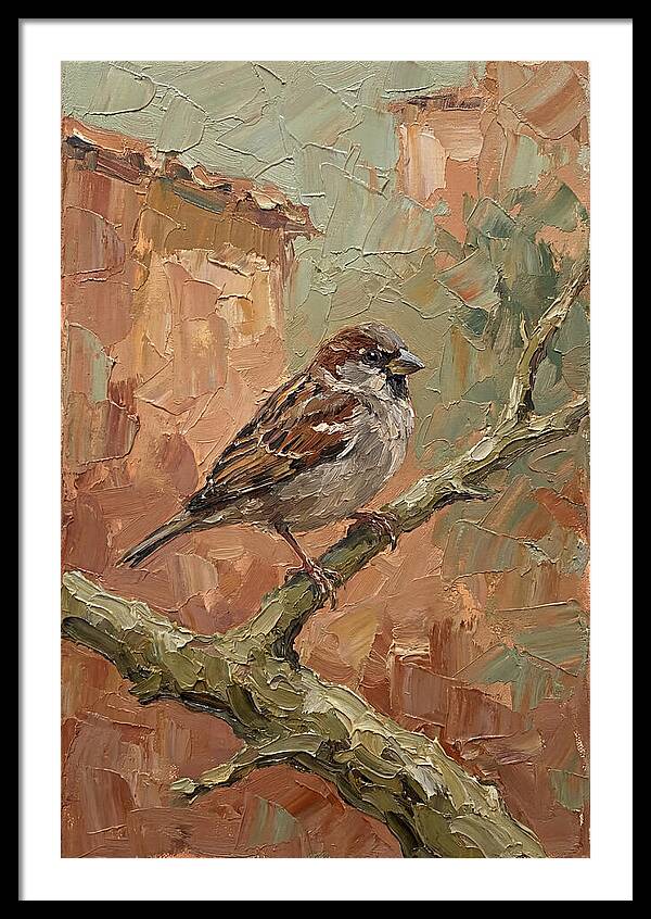 Sparrow Perched In Mediterranean Landscape