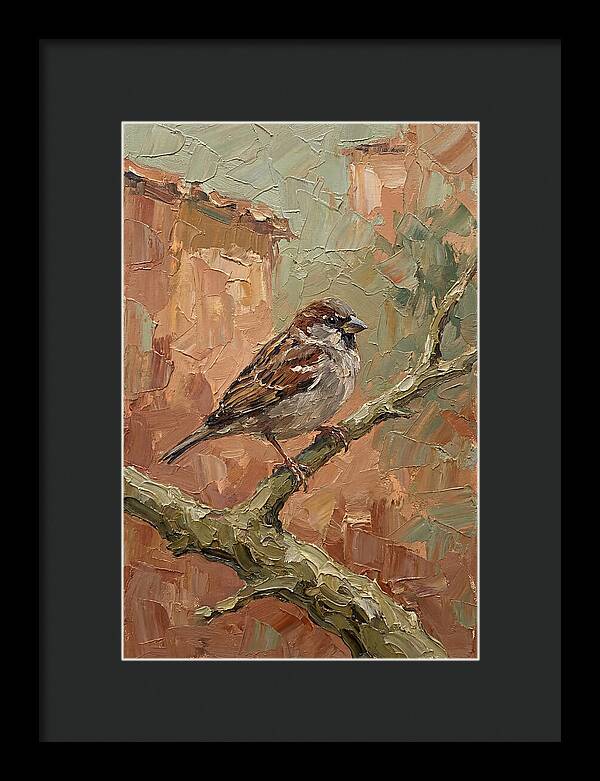 Sparrow Perched In Mediterranean Landscape