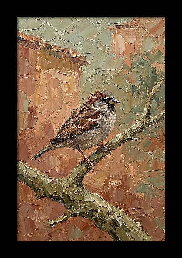 Sparrow Perched In Mediterranean Landscape