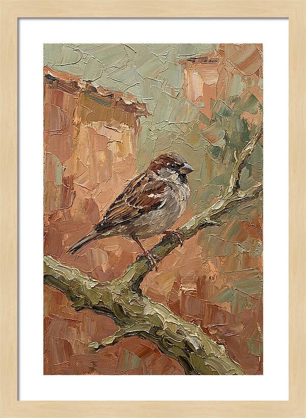 Sparrow Perched In Mediterranean Landscape