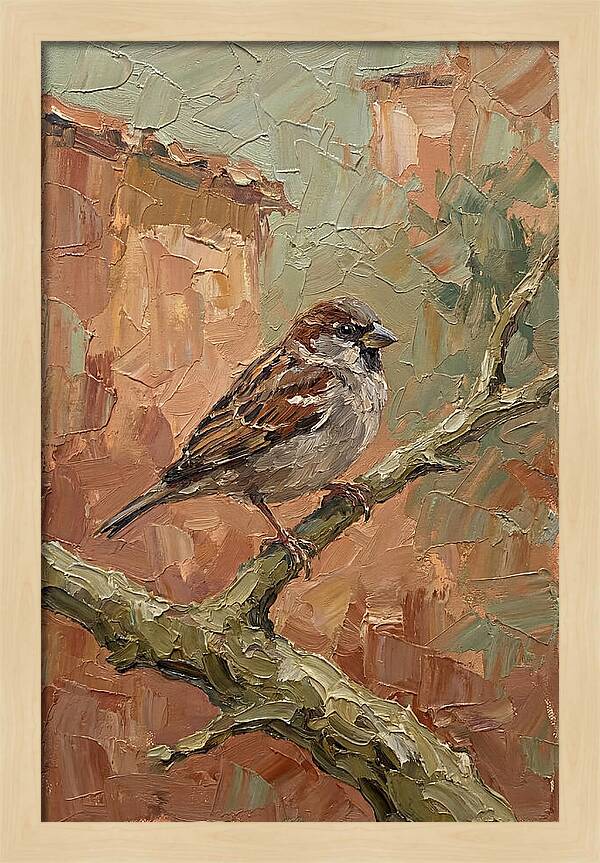 Sparrow Perched In Mediterranean Landscape