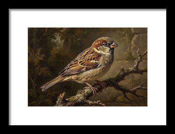 Sparrow Perched On Branch