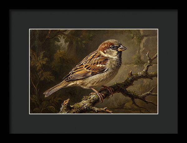 Sparrow Perched On Branch