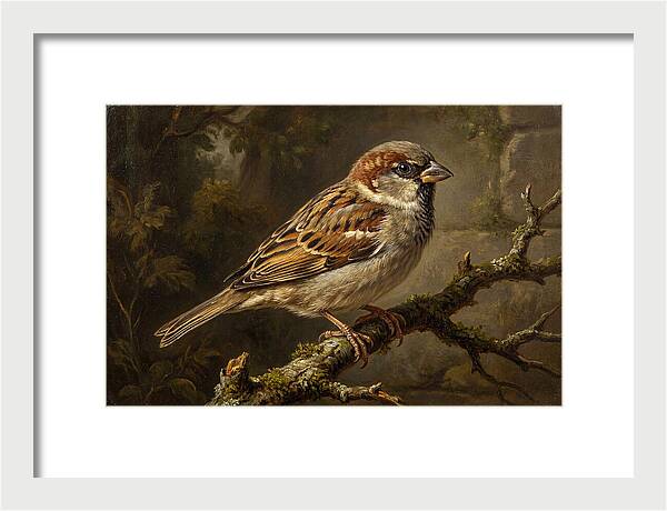 Sparrow Perched On Branch