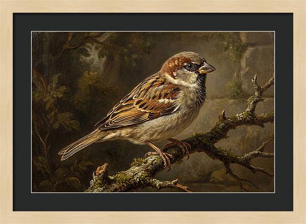 Sparrow Perched On Branch