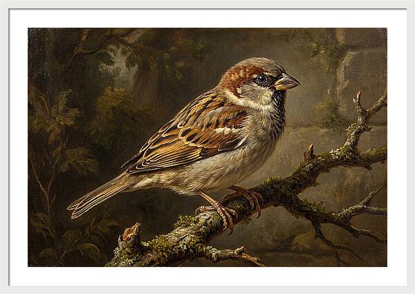 Sparrow Perched On Branch