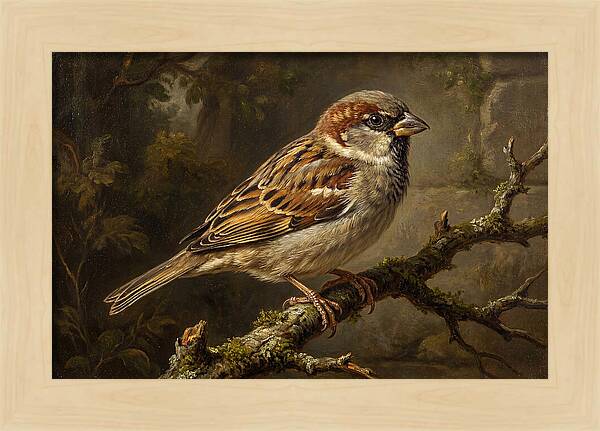 Sparrow Perched On Branch