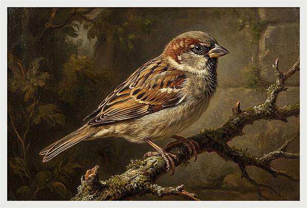 Sparrow Perched On Branch