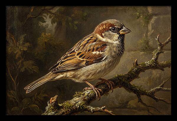 Sparrow Perched On Branch