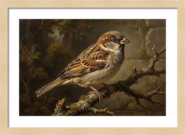 Sparrow Perched On Branch