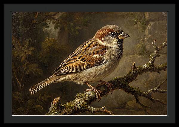 Sparrow Perched On Branch