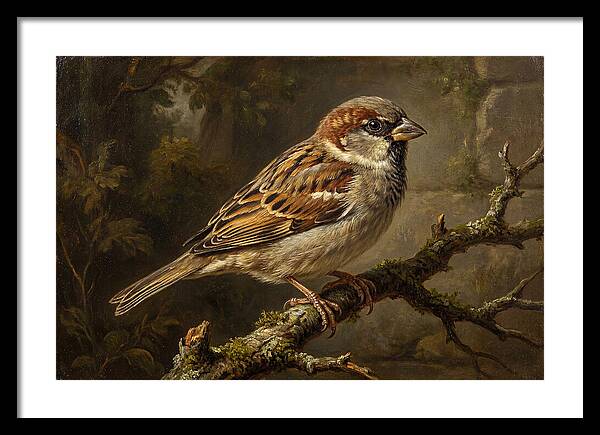 Sparrow Perched On Branch