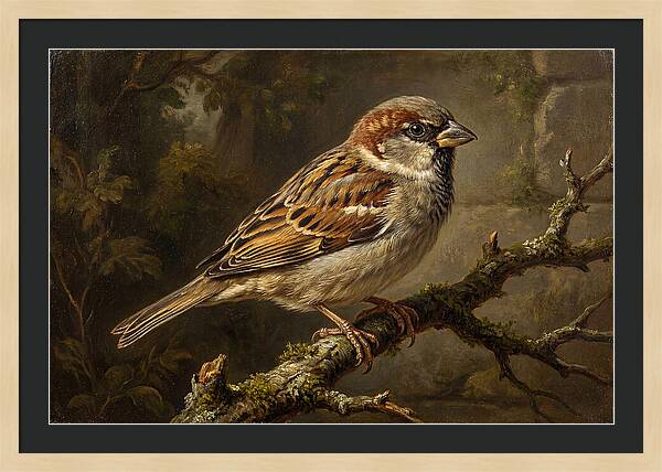 Sparrow Perched On Branch