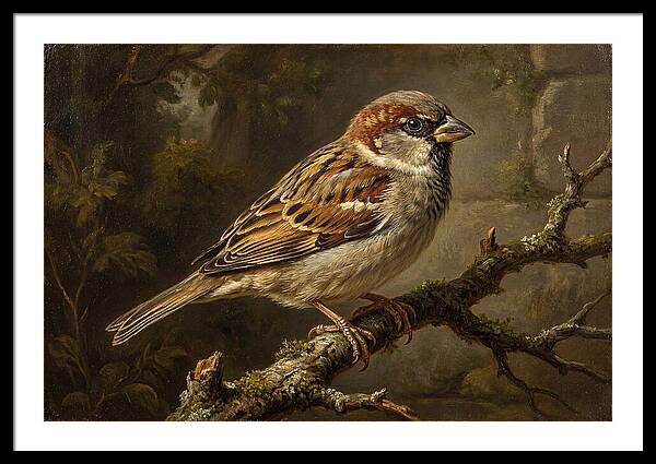 Sparrow Perched On Branch