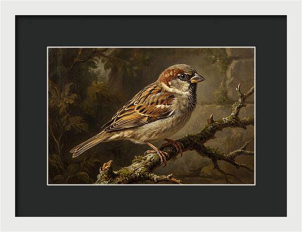Sparrow Perched On Branch