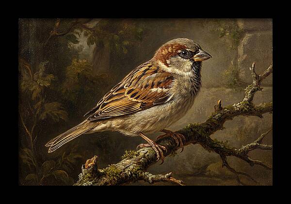 Sparrow Perched On Branch