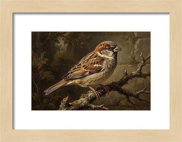 Sparrow Perched On Branch