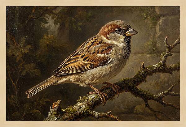 Sparrow Perched On Branch