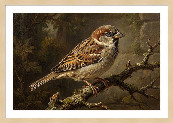 Sparrow Perched On Branch