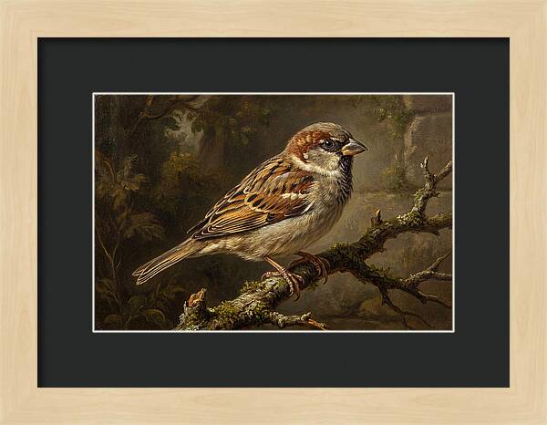 Sparrow Perched On Branch