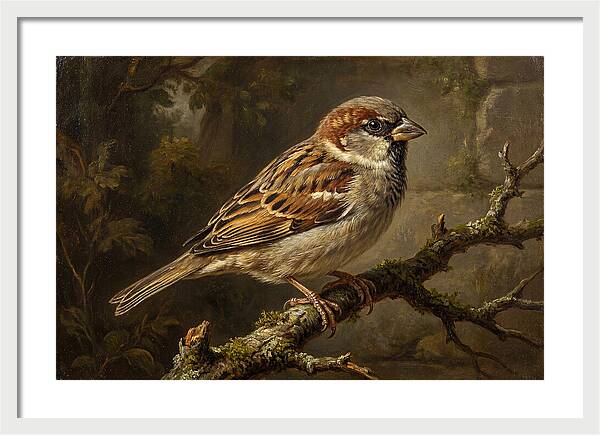 Sparrow Perched On Branch