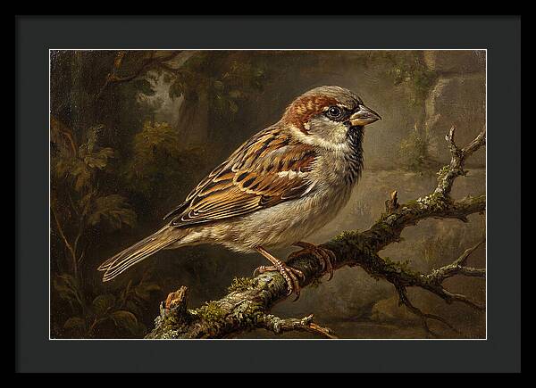 Sparrow Perched On Branch