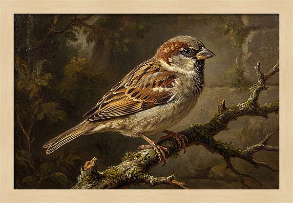 Sparrow Perched On Branch