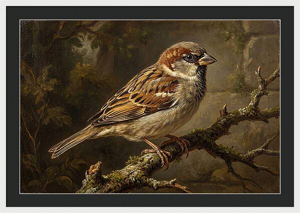 Sparrow Perched On Branch
