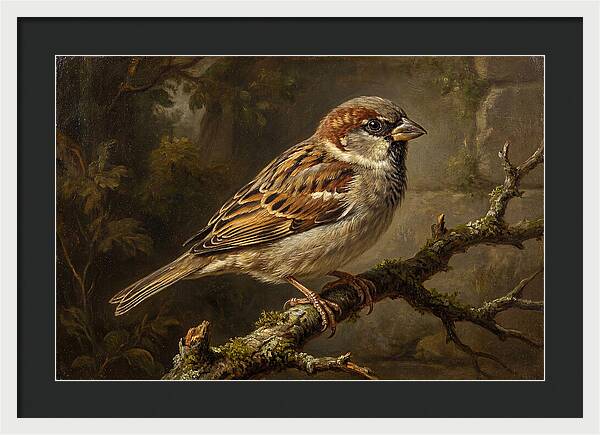 Sparrow Perched On Branch