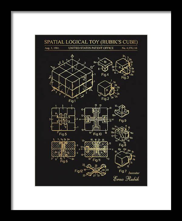 Spatial Logical Toy Rubik's Cube Gold Patent Us4378116a