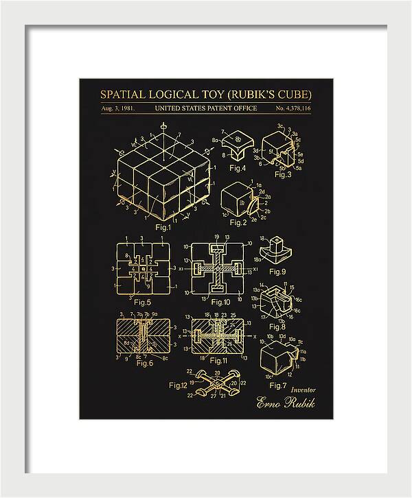 Spatial Logical Toy Rubik's Cube Gold Patent Us4378116a