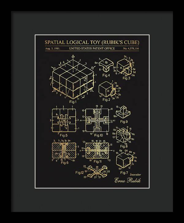 Spatial Logical Toy Rubik's Cube Gold Patent Us4378116a