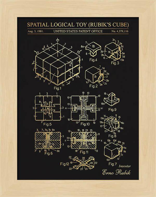 Spatial Logical Toy Rubik's Cube Gold Patent Us4378116a