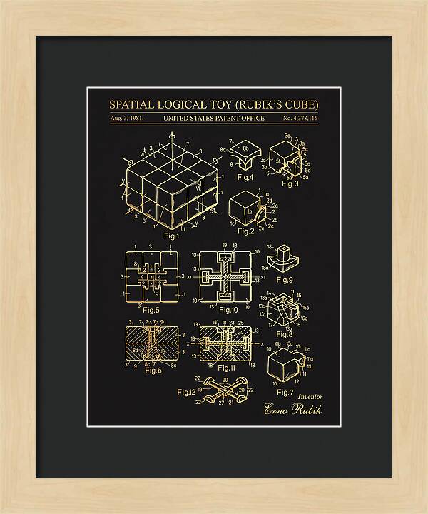 Spatial Logical Toy Rubik's Cube Gold Patent Us4378116a