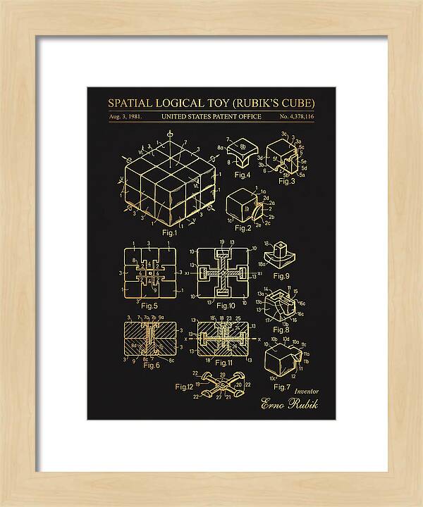 Spatial Logical Toy Rubik's Cube Gold Patent Us4378116a