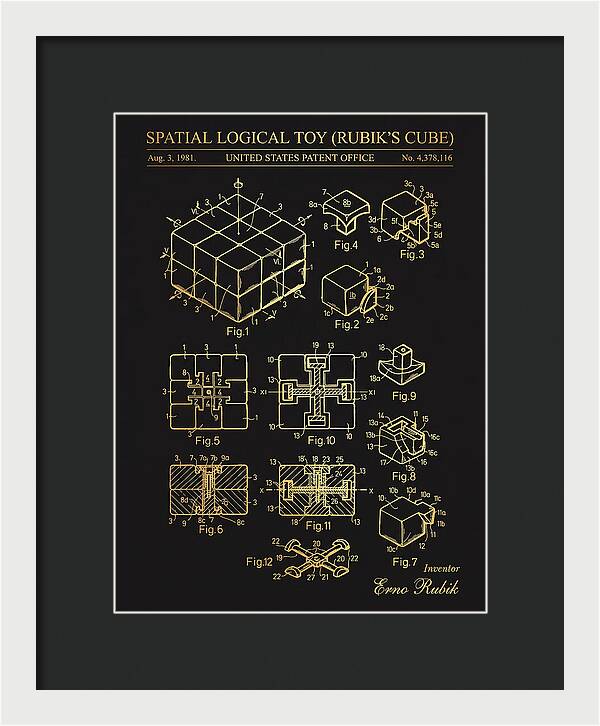 Spatial Logical Toy Rubik's Cube Gold Patent Us4378116a