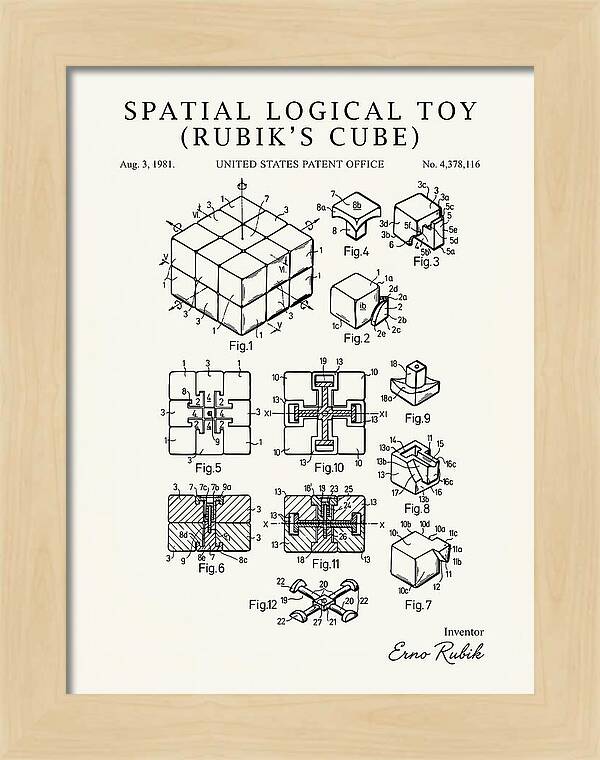 Spatial Logical Toy Rubik's Cube Minimalist Patent Us4378116a