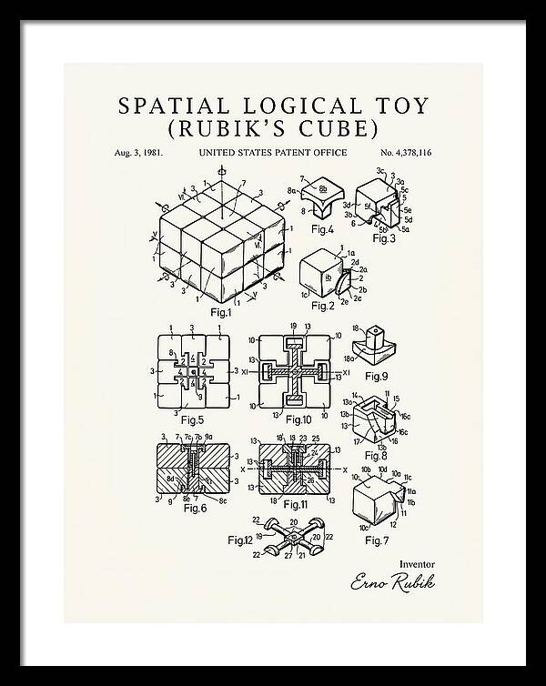 Spatial Logical Toy Rubik's Cube Minimalist Patent Us4378116a