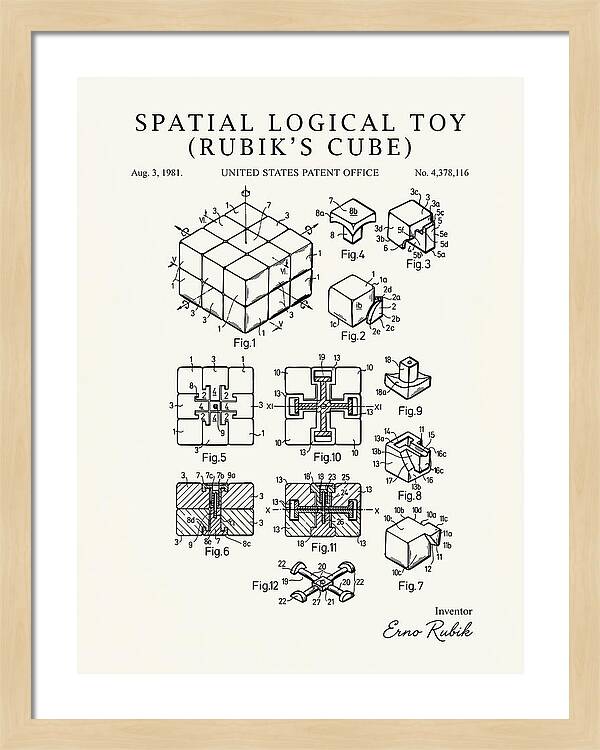 Spatial Logical Toy Rubik's Cube Minimalist Patent Us4378116a